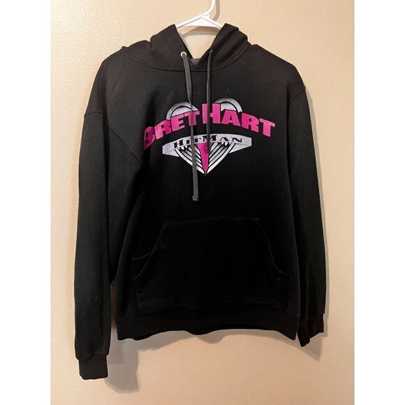 Bret Hart Tops - Women's Bret Hart Hit Man WWE Black Hoodie Size S [EXCELLENT]